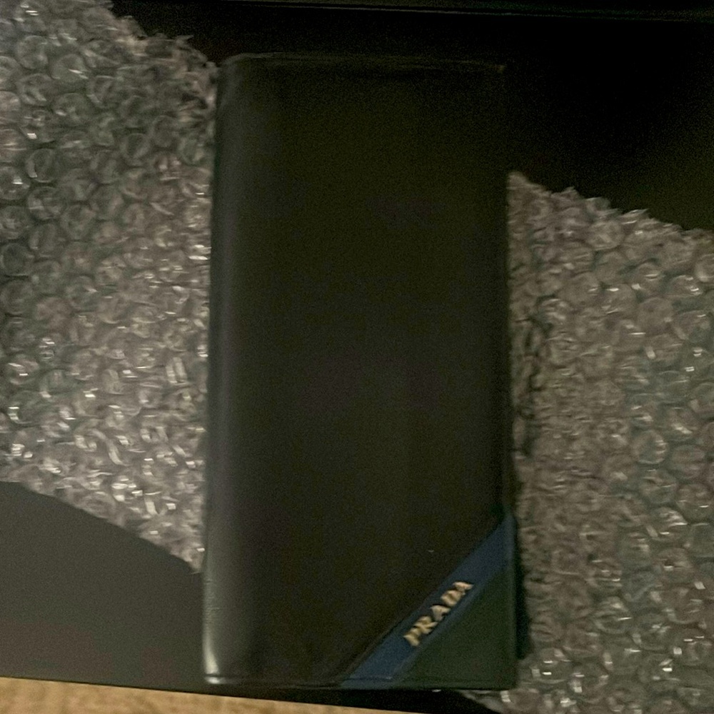 Prada Saffiano Leather Color Stripe Bifold Long Wallet